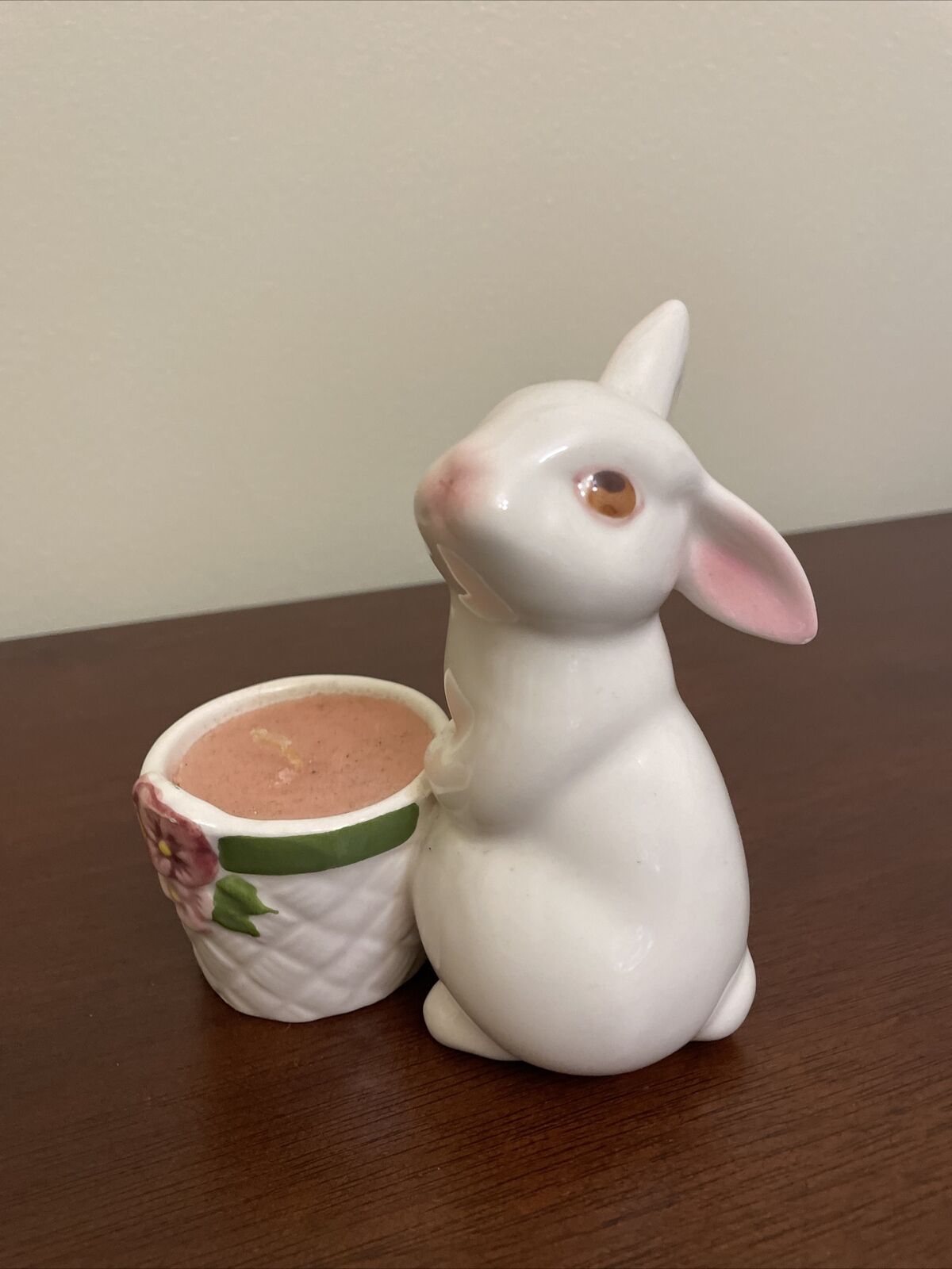 AVON 1980 Ceramic Bunny Rabbit Figurine Candle Holder Spring Easter Vintage