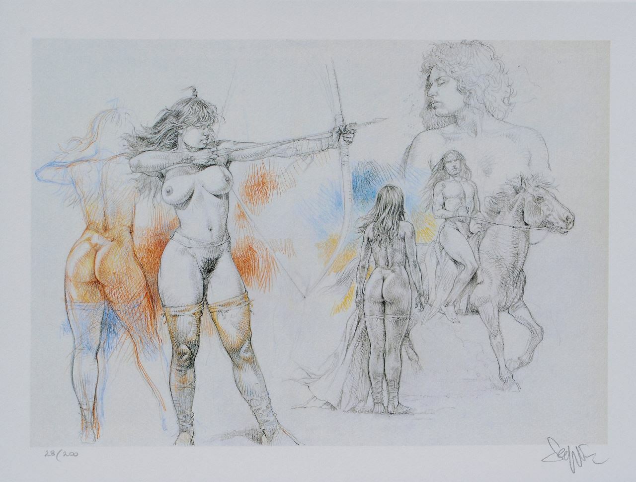 Paolo Serpieri: THE ARCHER, Print Offset Erotic Signed, 200ex, 2009