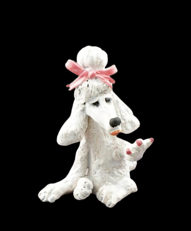 Dog Miniature Figurine Ceramic Handmade Wild Animal Poodle Breed Ukraine Decor