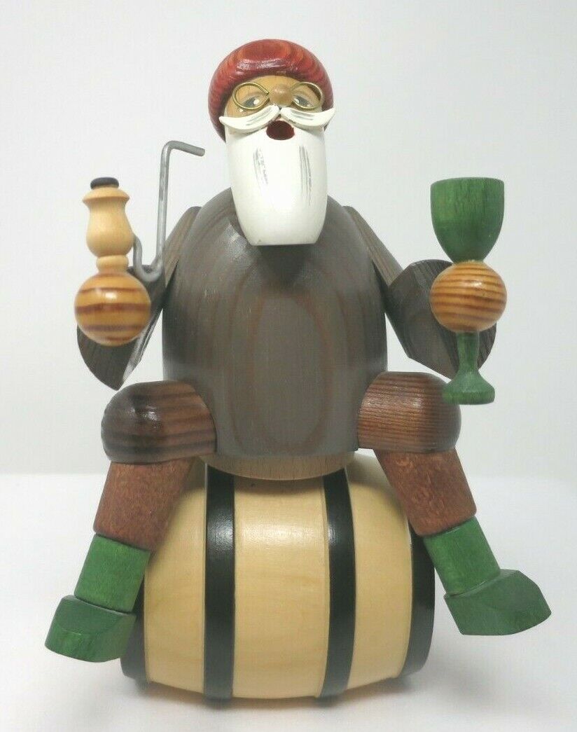 Vintage Erzgebirgisch Volkskunst Wine Salesman Wooden Incense Smoker Germany 