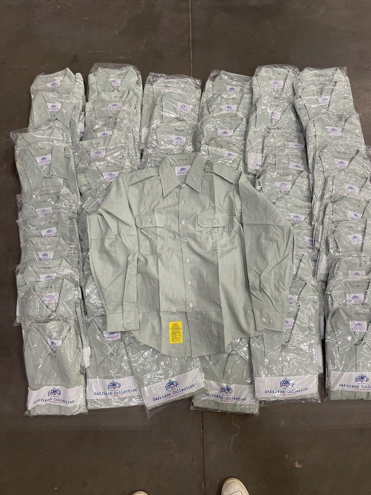 US ARMY Green AG-415 Dress Shirt Size 17.5x38 LONG Sleeve LOT OF 60 NEW DSCP
