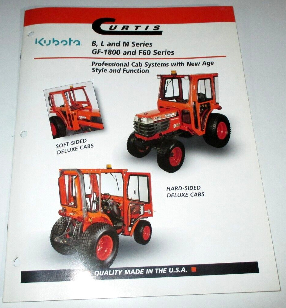 Curtis Tractor Cabs for Kubota B L M GF-1800 & F60 Series Sales Brochure 4/98