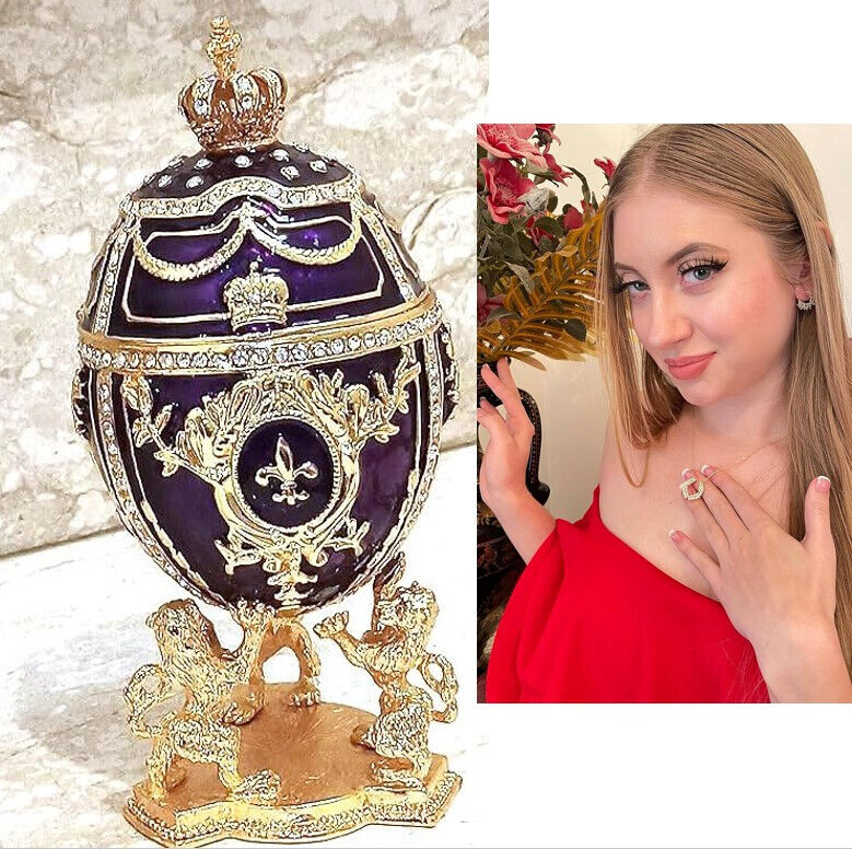 Amethyst Imperial  Fabergé  Faberge Egg Christmas GOLD Wreath jewelry New Year
