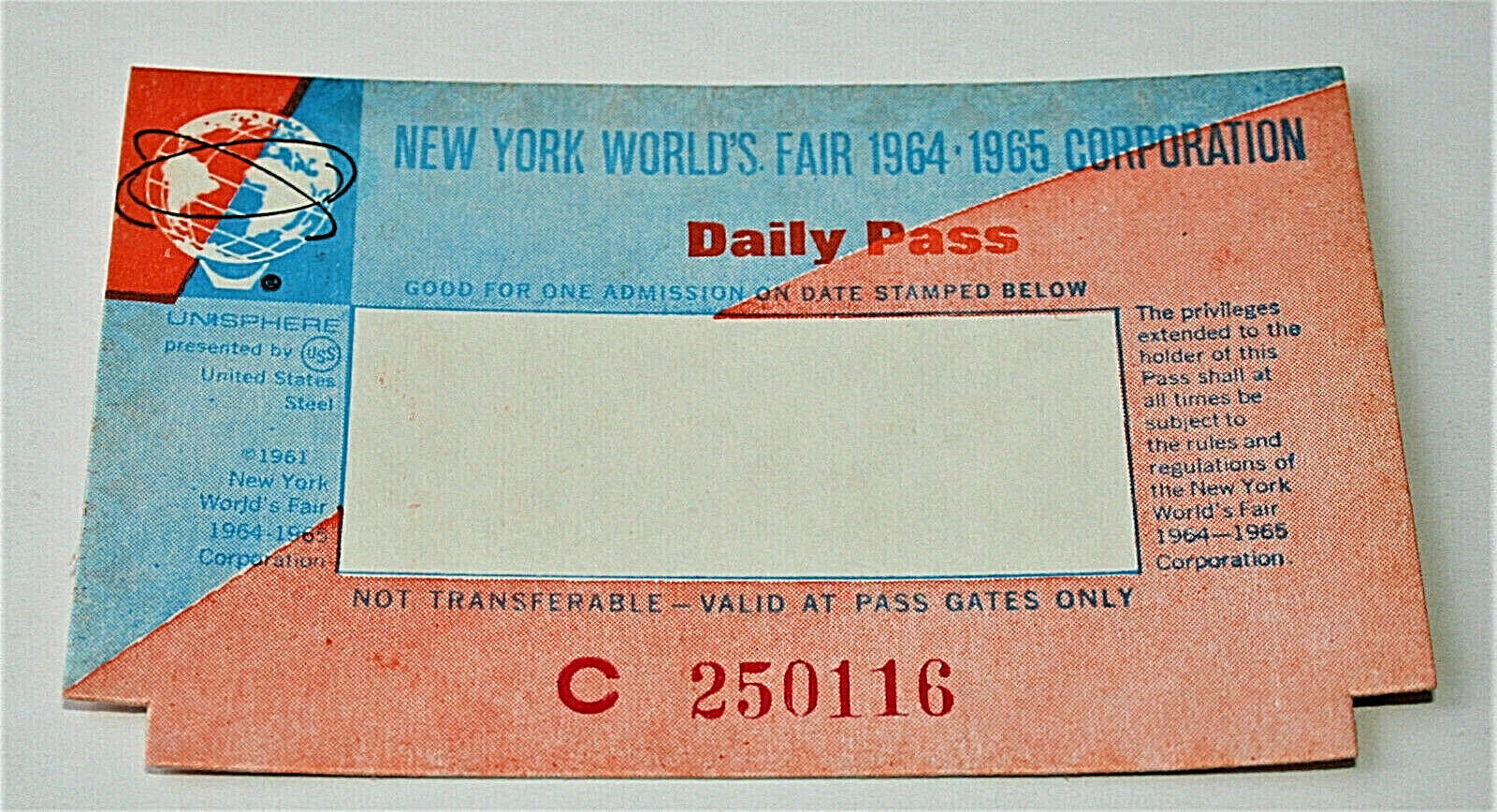 2 1964 1965 New York Worlds Fair Admissions Daily Pass Entrance Ticket NOS New