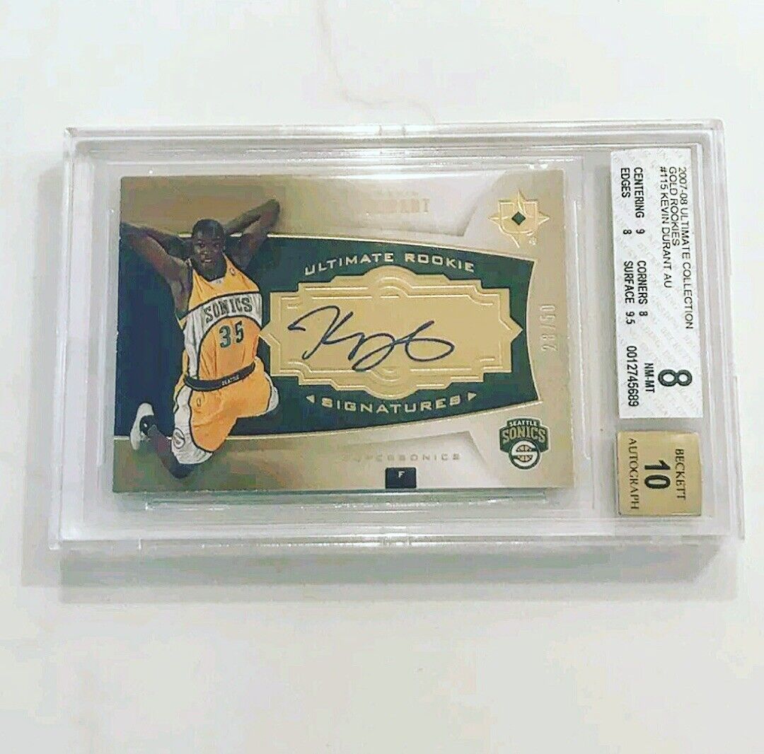 KEVIN DURANT 2007 ULTIMATE COLLECTION ROOKIE SIGNATURES AUTO GOLD RC #d/50 BGS 8