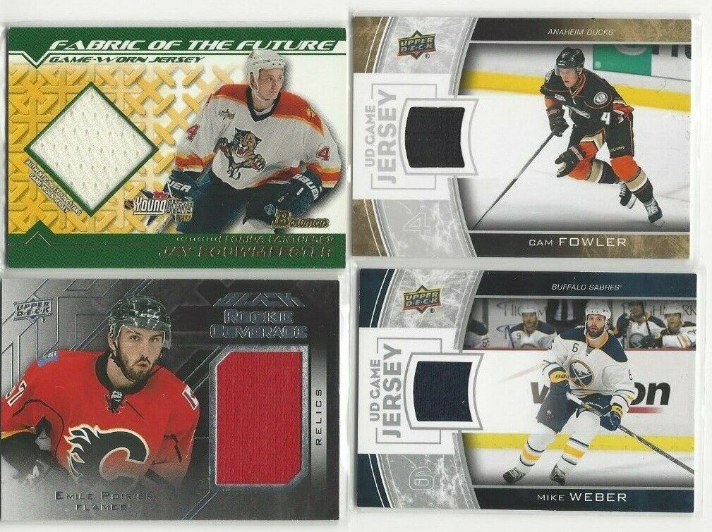 2015-16 UD Black Rookie Coverage Relics #RCOVEP Emile Poirier Calgary Flames