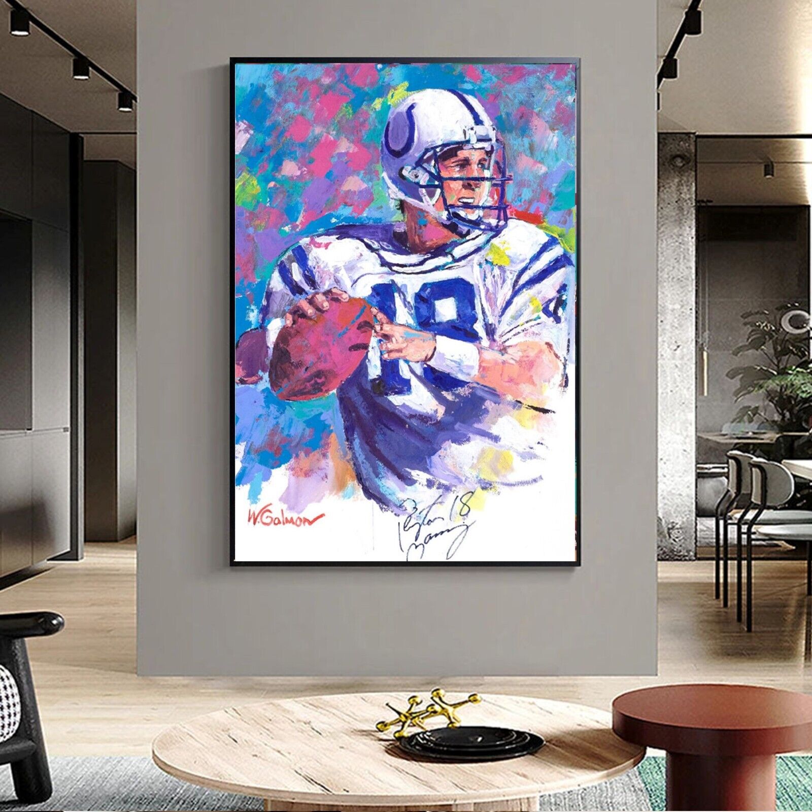 Sale Signed Payton Manning Handmade Acrylic Painting 48H X 36 Was $7K Now $1,995
