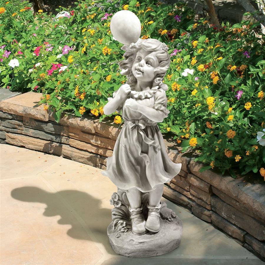 Carefree Days of Summer Childhood Little Girl with Balloon Child Garden Statue