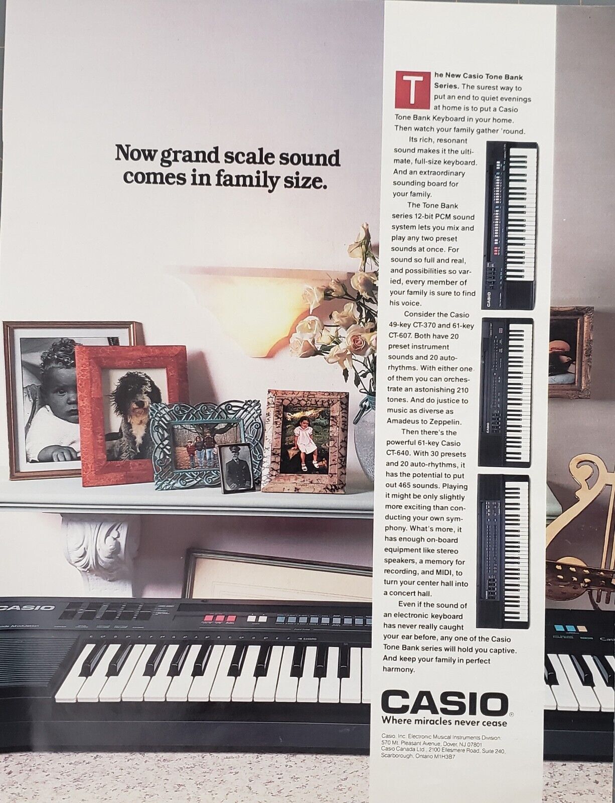 1988 Casio Tone Bank Keyboard Series 12 Bit PCM Mix Play Preset Print Ad