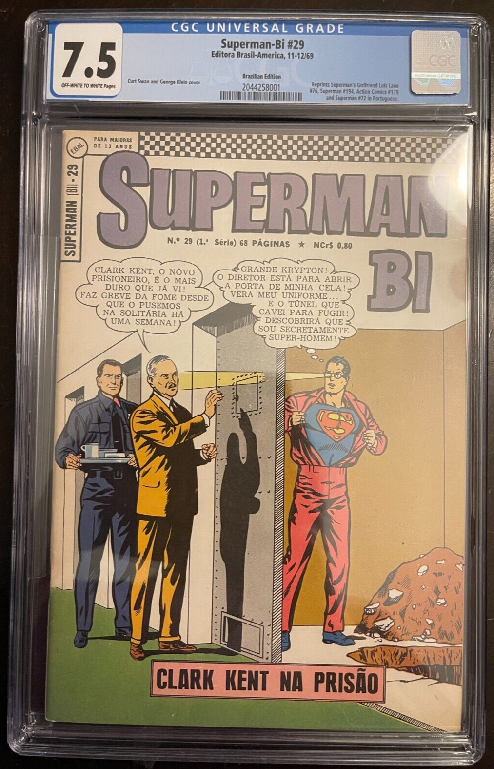 1/1 CGS 7.5 VF- 1969 Superman-Bi #29 Brazilian Edition Comic Only Known Copy