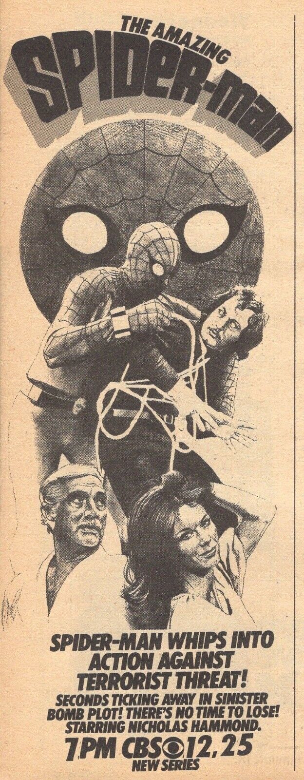 1978 CBS TV AD THE AMAZING SPIDERMAN NEW SERIES STARRING NICHOLAS HAMMOND