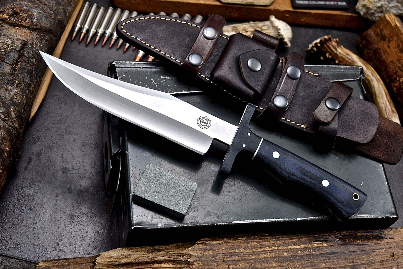 CFK HILL & CREEK Handmade D2 Custom Hunting Camping Knife Sheath Set HC-22P