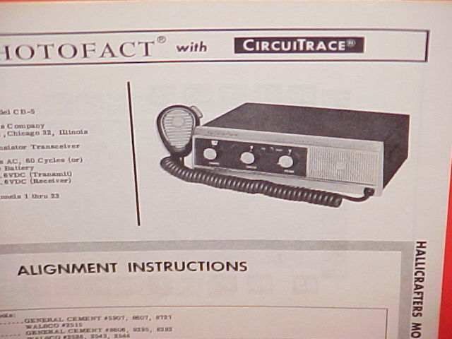 1964 HALLICRAFTERS CB RADIO SERVICE SHOP MANUAL MODEL CB-5