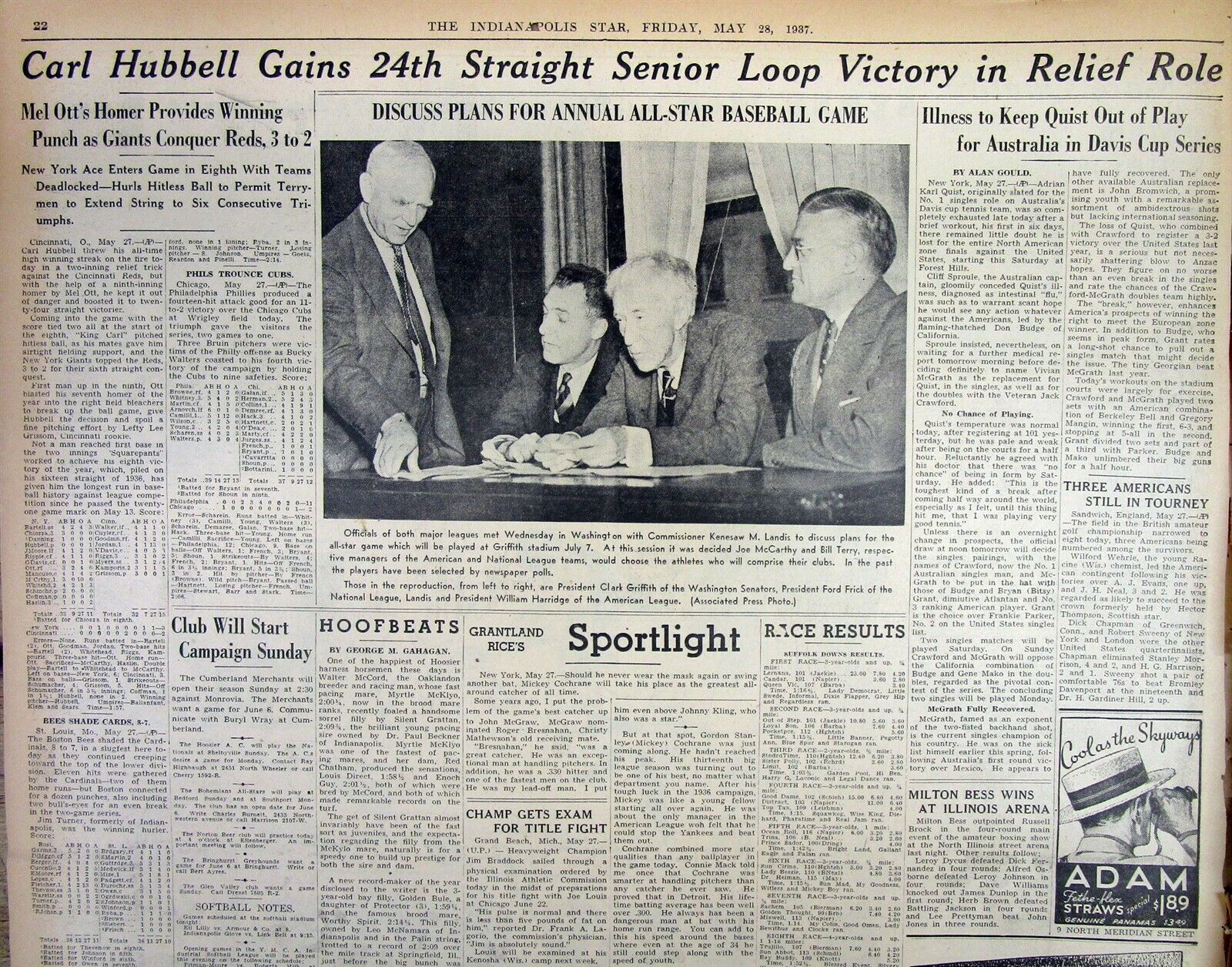 3 1937 newspapers CARL HUBBELL sets new PITCHING RECORD of 24 CONSECUTIVE WINS