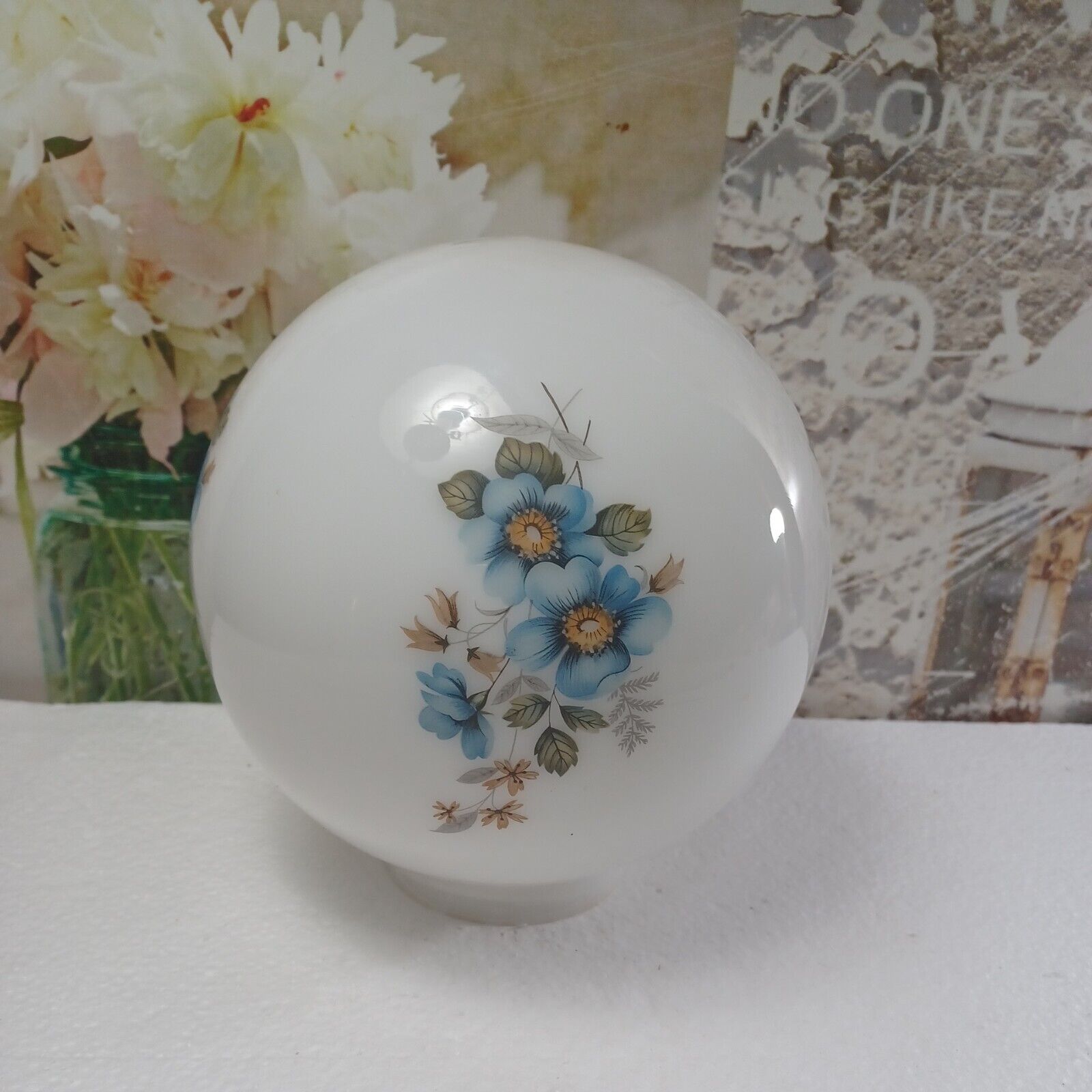 VTG replacement Quoizel Globe Ball Lighting Fixture Shade Blue Brown Floral 3\