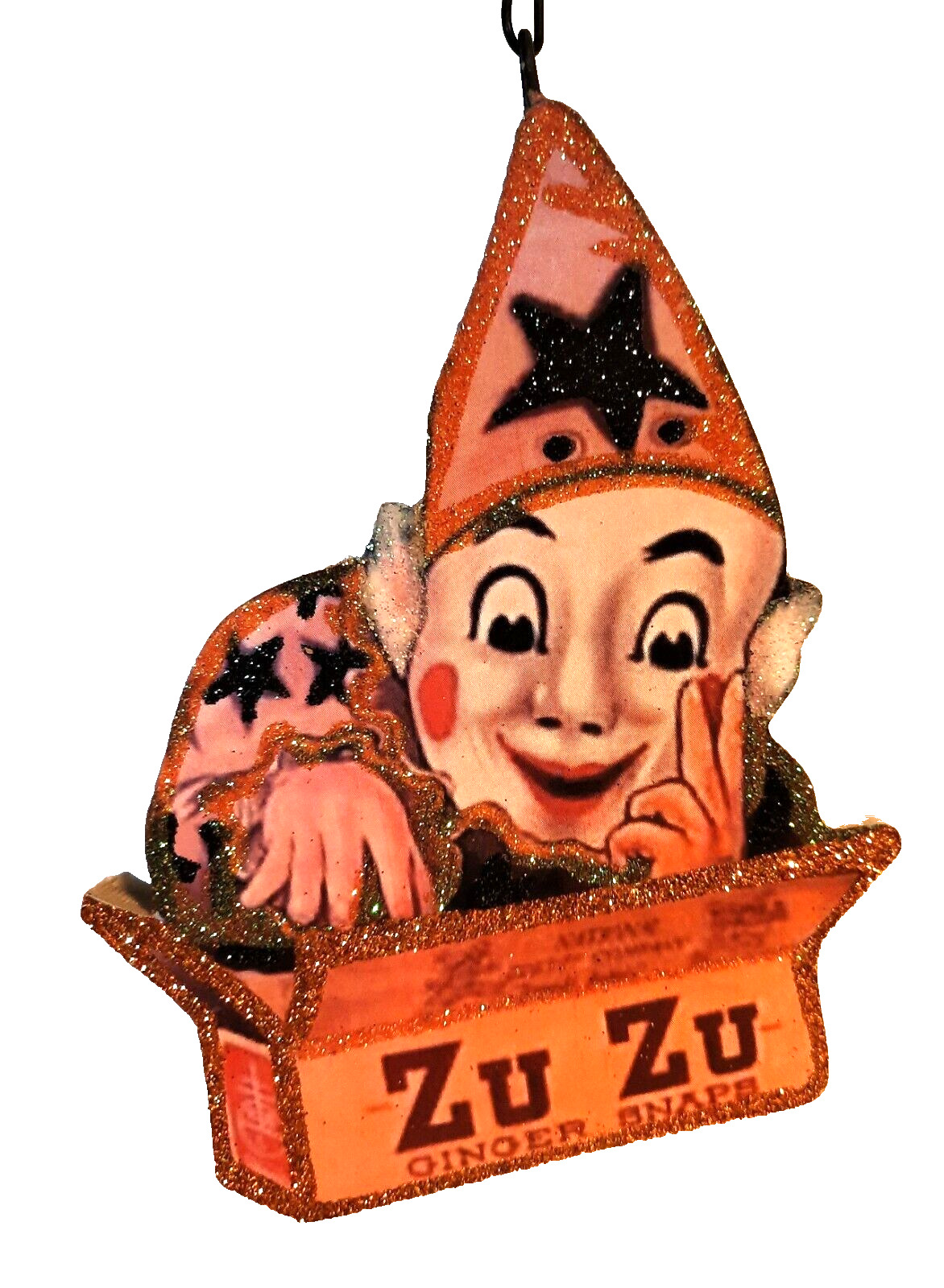 (Wonderful Life)   ZUZU - GINGER SNAPS BOX - CLOWN * Glitter CHRISTMAS ORNAMENT