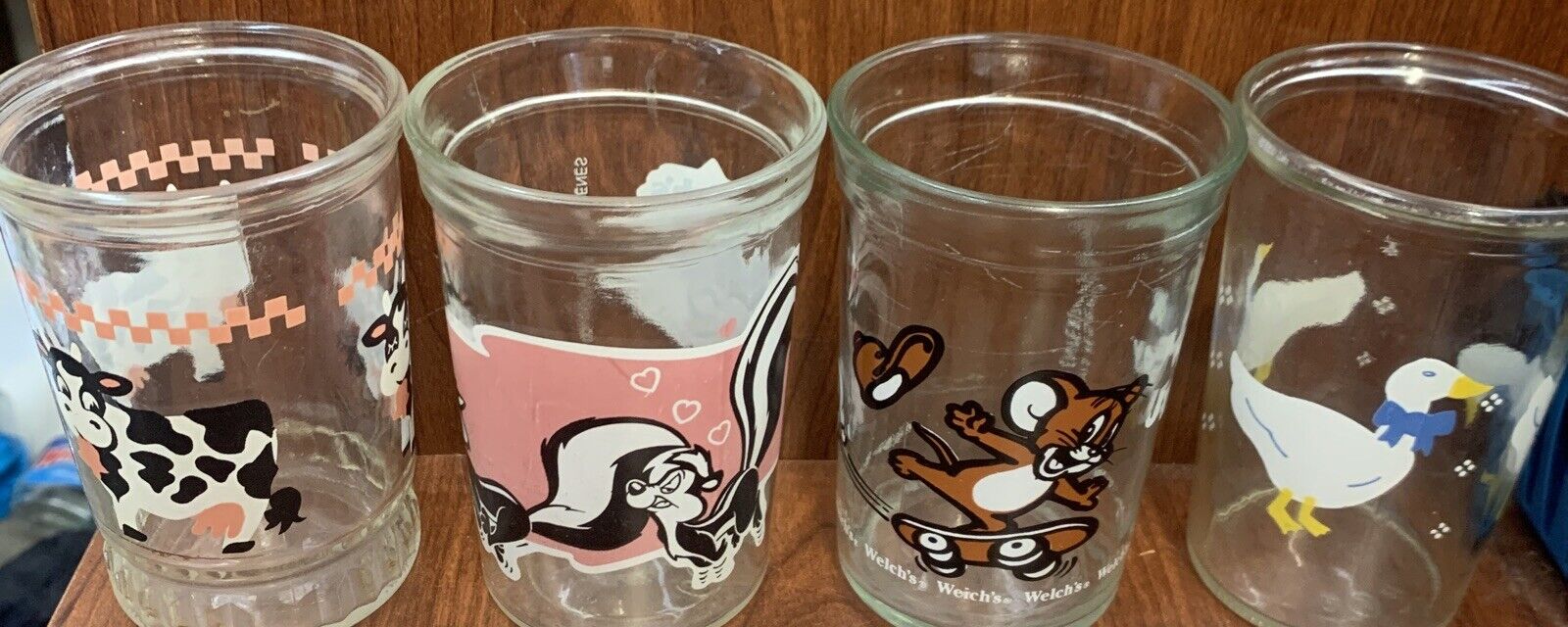 Vintage Welch's Jelly Glasses Tom & Jerry Lot Of 4