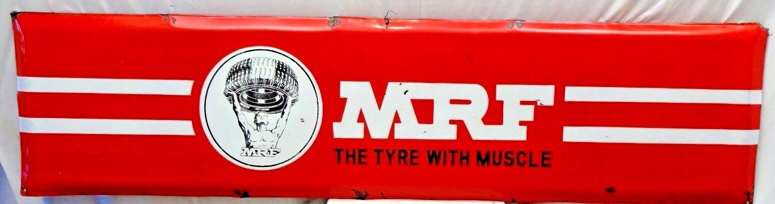 Vintage M R F Tire Tyres Porcelain Enamel Sign Petrol Pump Auto Advertisement