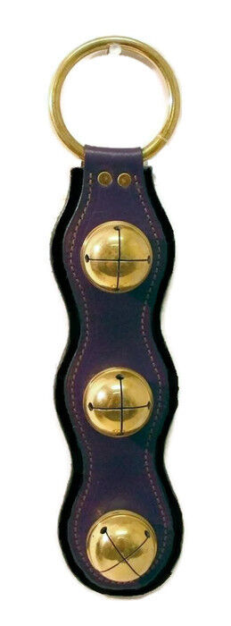 PURPLE & BLACK LEATHER w/ SOLID BRASS BELLS Door Chime - Baltimore Ravens USA