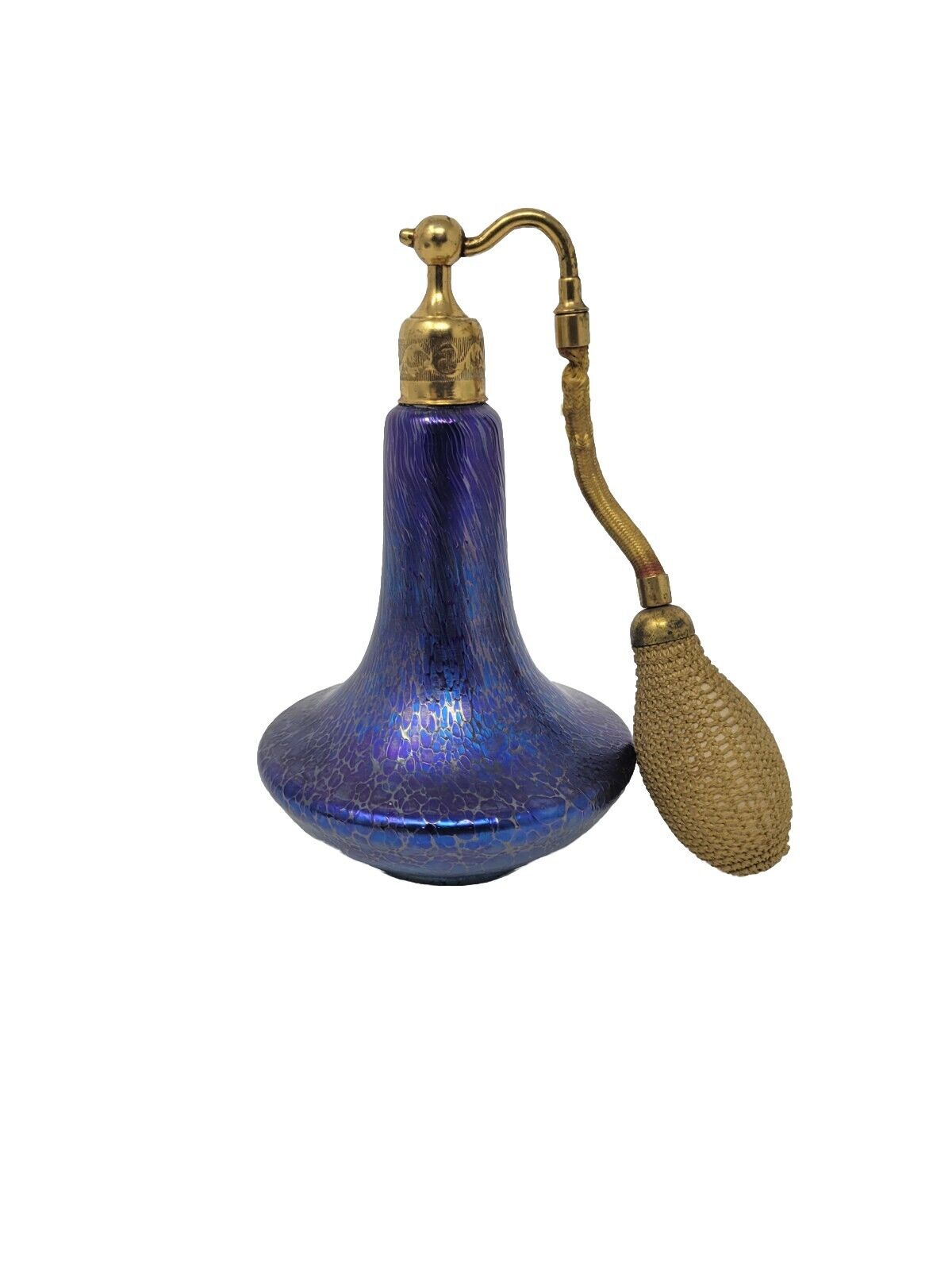 Loetz Blue Iridescent Oil Spot Atomizer Perfume Hand Blown C.1900