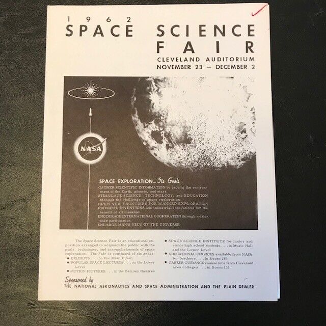NASA 1962 Space Science Fair (Cleveland) bulletin with floor plan. VGC