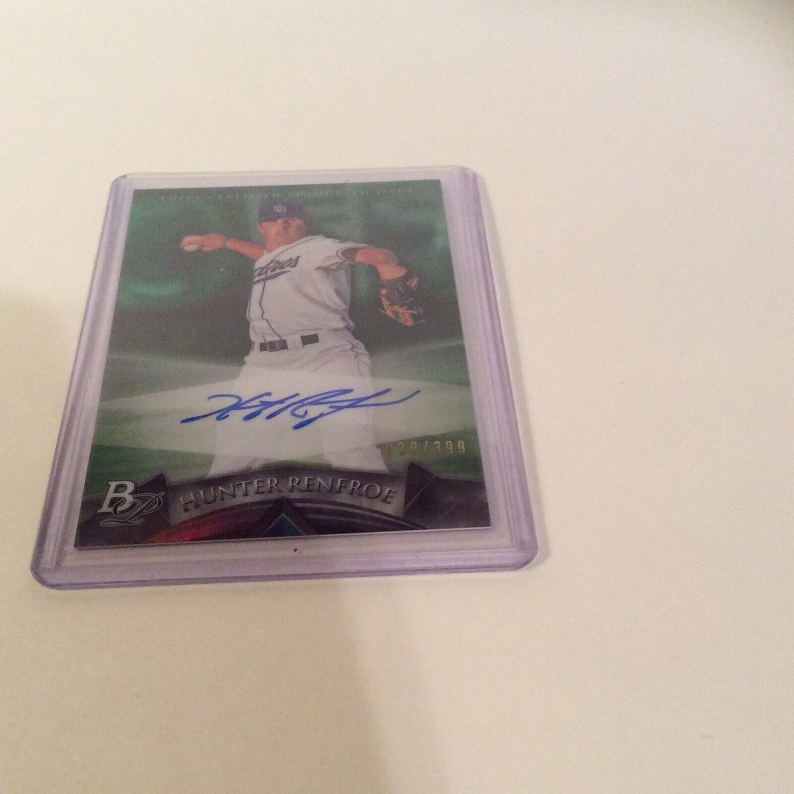 2014 Bowman Platinum Hunter Renefroe Rookie Green Refractor Auto 038/399 Padres