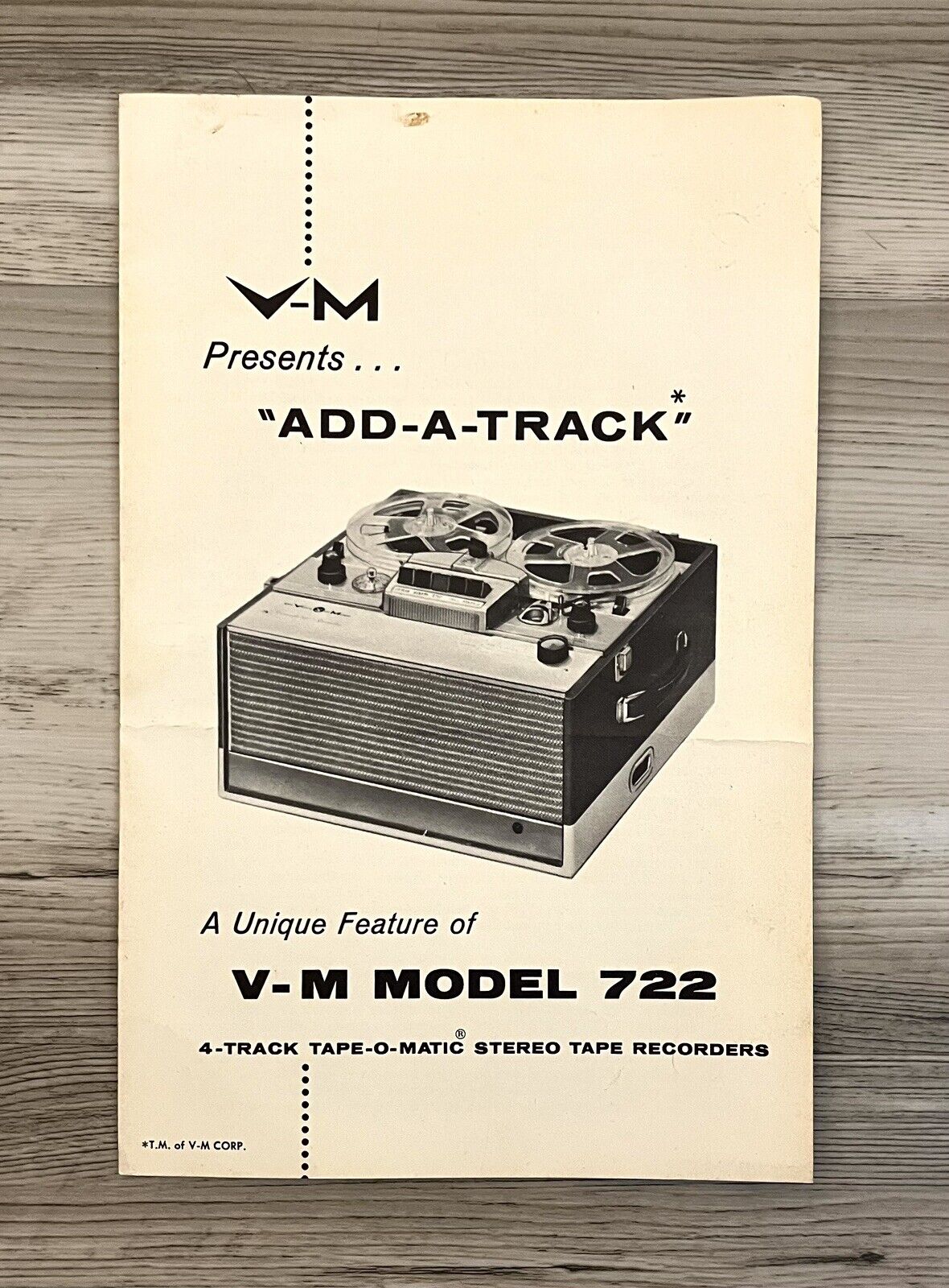 V-M Model 722 Stereo Tape Recorder 4-Track Operating Manual “Add-A-Track”