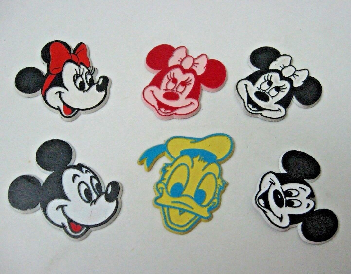 Vintage Lot of 6 DISNEY classic Magnets rubber Mickey Minnie Donald