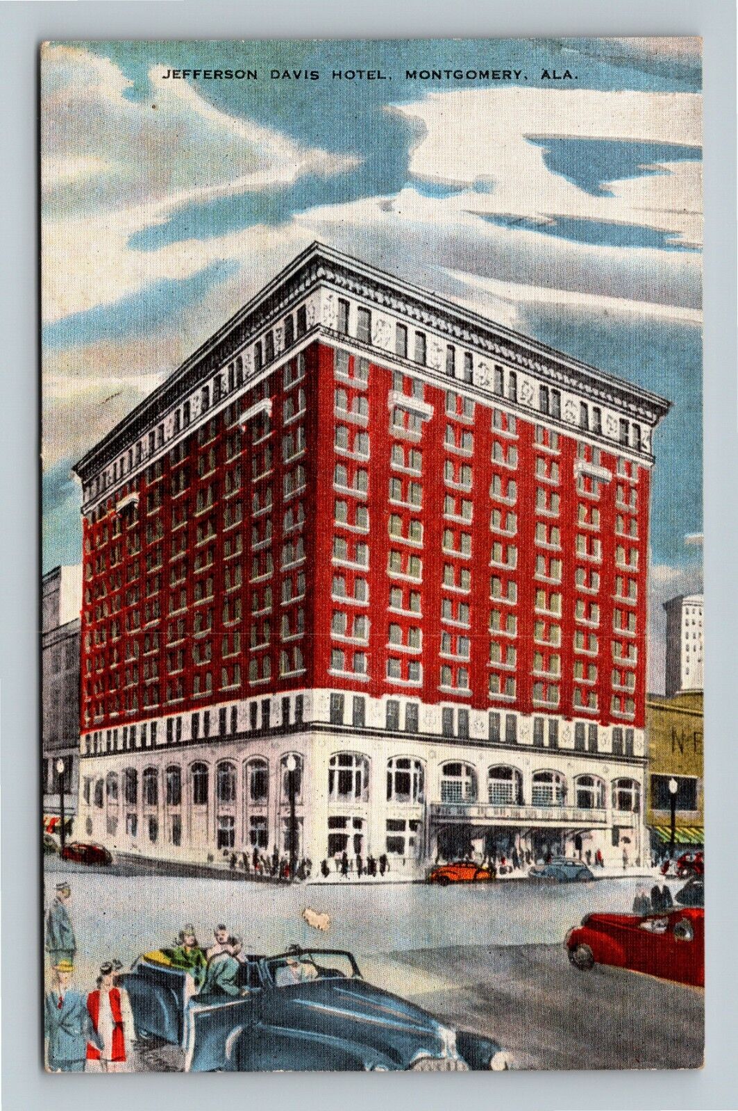 Montgomery AL, Jefferson Davis Hotel, Alabama Vintage Postcard