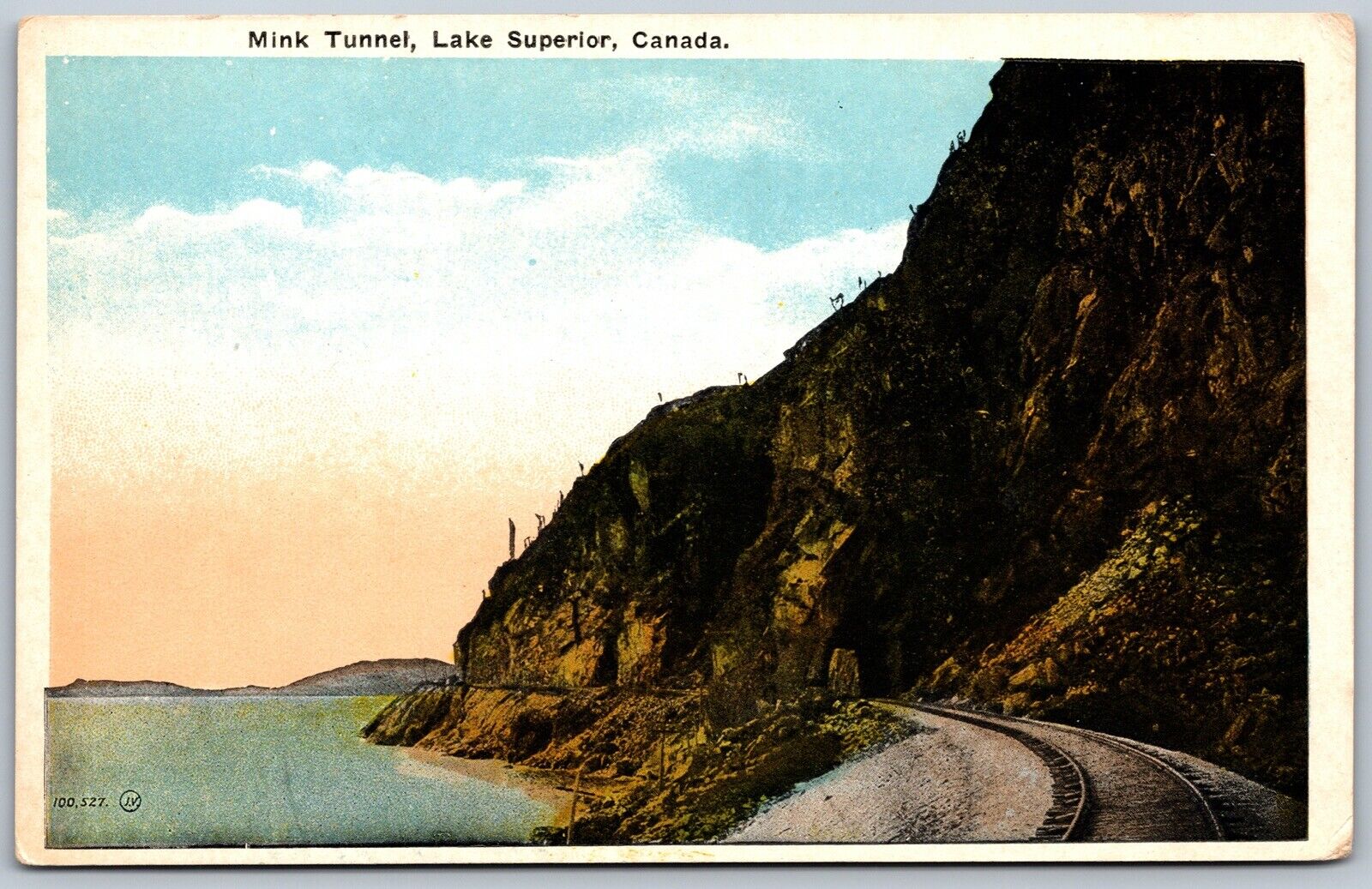 Postcard Lake Superior Ontario c1920s Mink Tunnel CPR Railroad Track Marathon ON