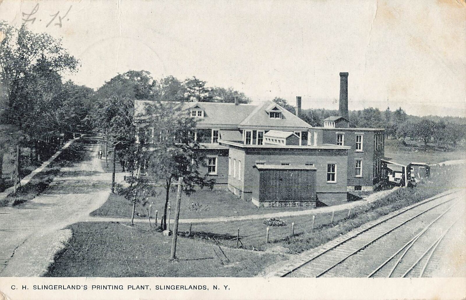 1907 Postcard C.H. Slingerlands Printing Plant NY Photo Litho Rare Factory 