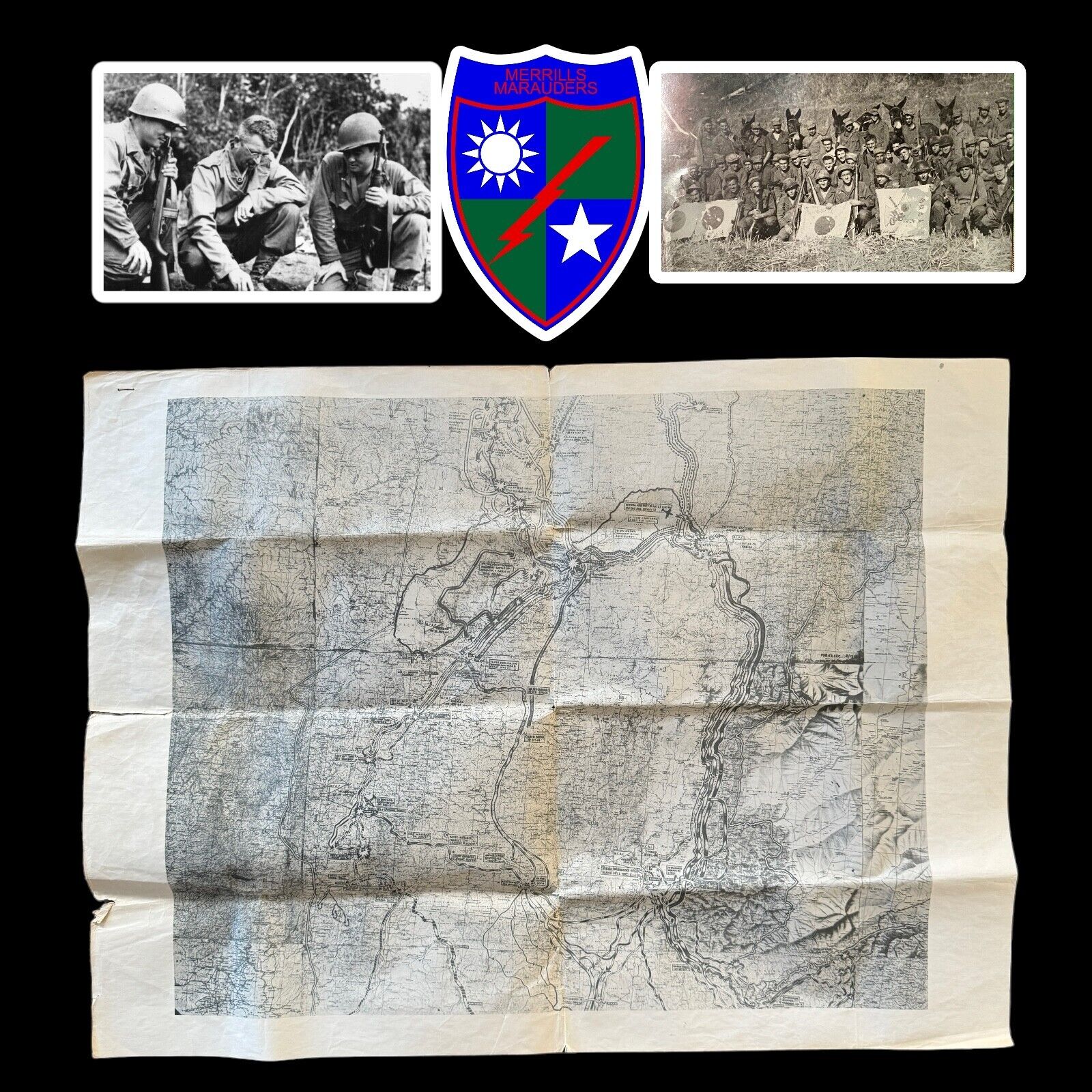 RARE WWII Ledo Road Burma Merrill’s Marauders Northern Combat Area Command Map
