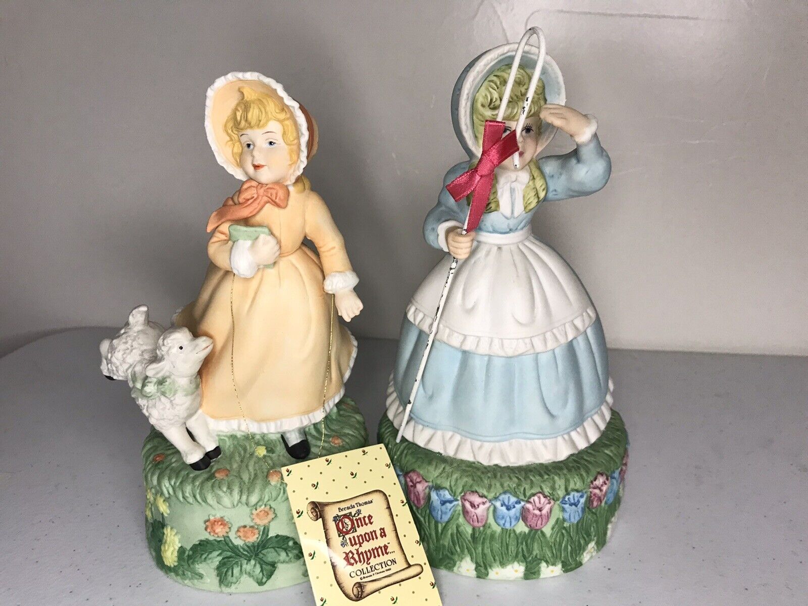 2 Vintage Once Upon a Rhyme Ceramic Music Box Figurines Lamb