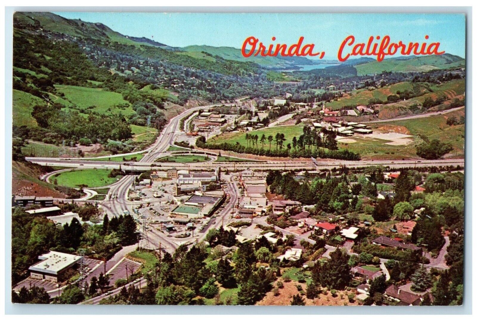 c1960 Aerial View Depicts Business Shopping Center Orinda California CA Postcard