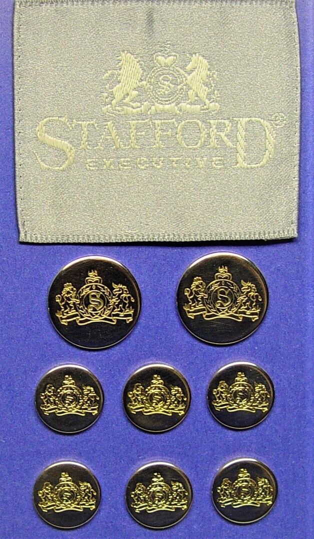 8 STAFFORD GOLD TONE METAL JACKET REPLACEMENT BUTTONS GOOD USED SHINY CONDITION