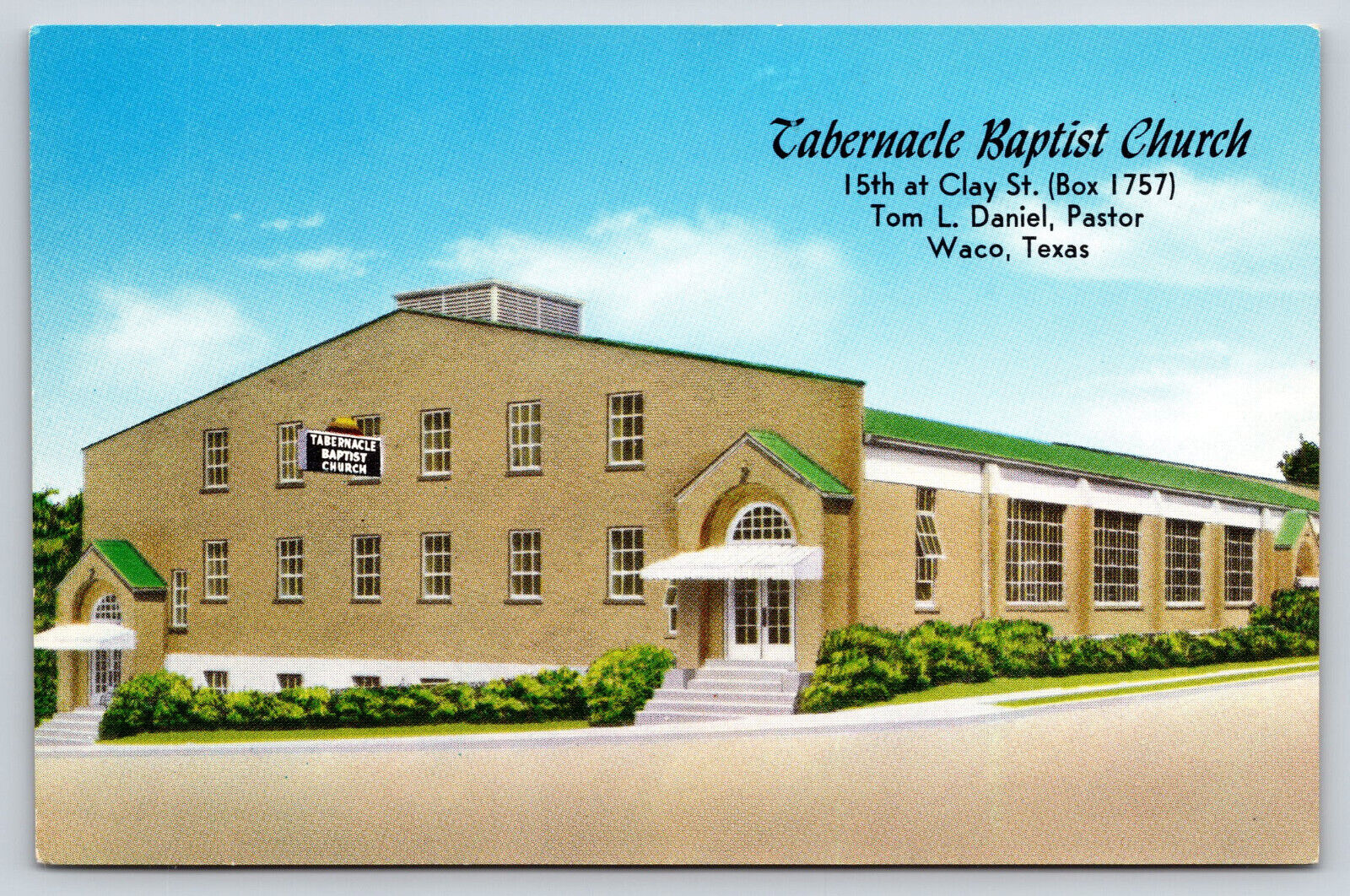 Waco TX-Texas, Tabernacle Baptist Church, Building, Antique, Vintage Postcard