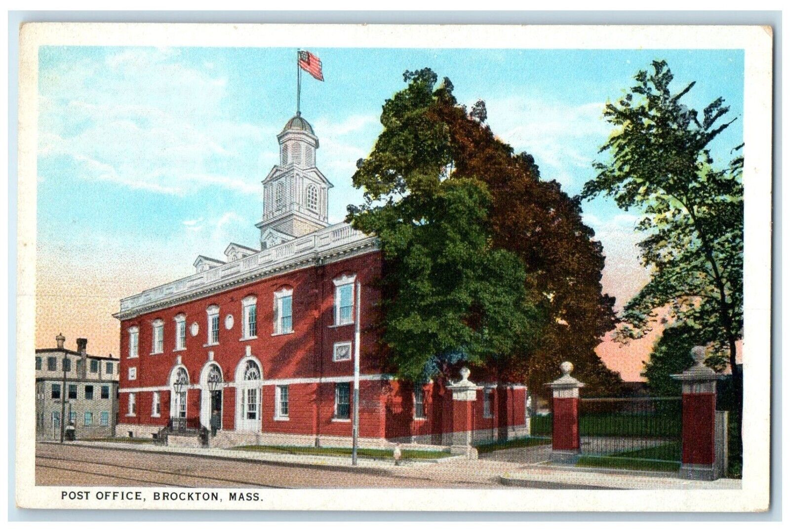 c1930 Post Office Exterior Building Brockton Massachusetts MA Vintage Postcard