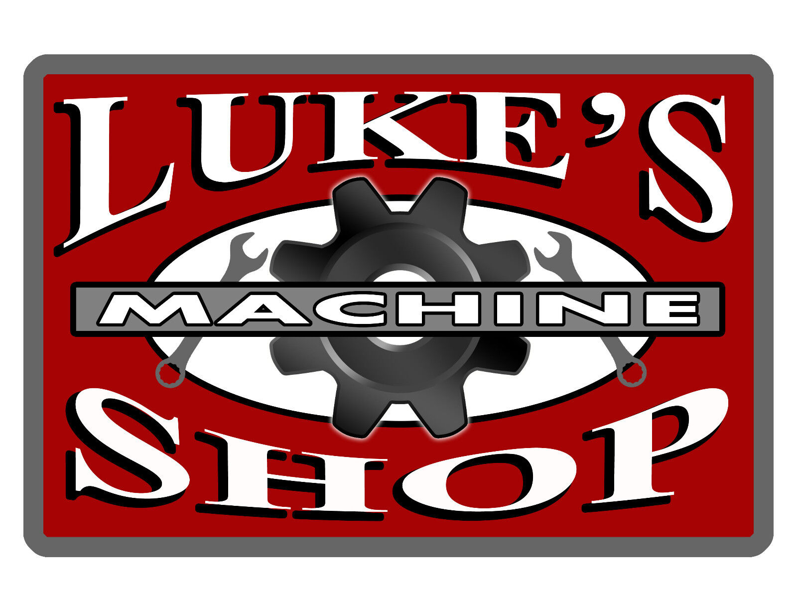 Personalized Garage/ MACHINE SHOP Sign Printed w YOUR NAME Aluminum Sign RED 394