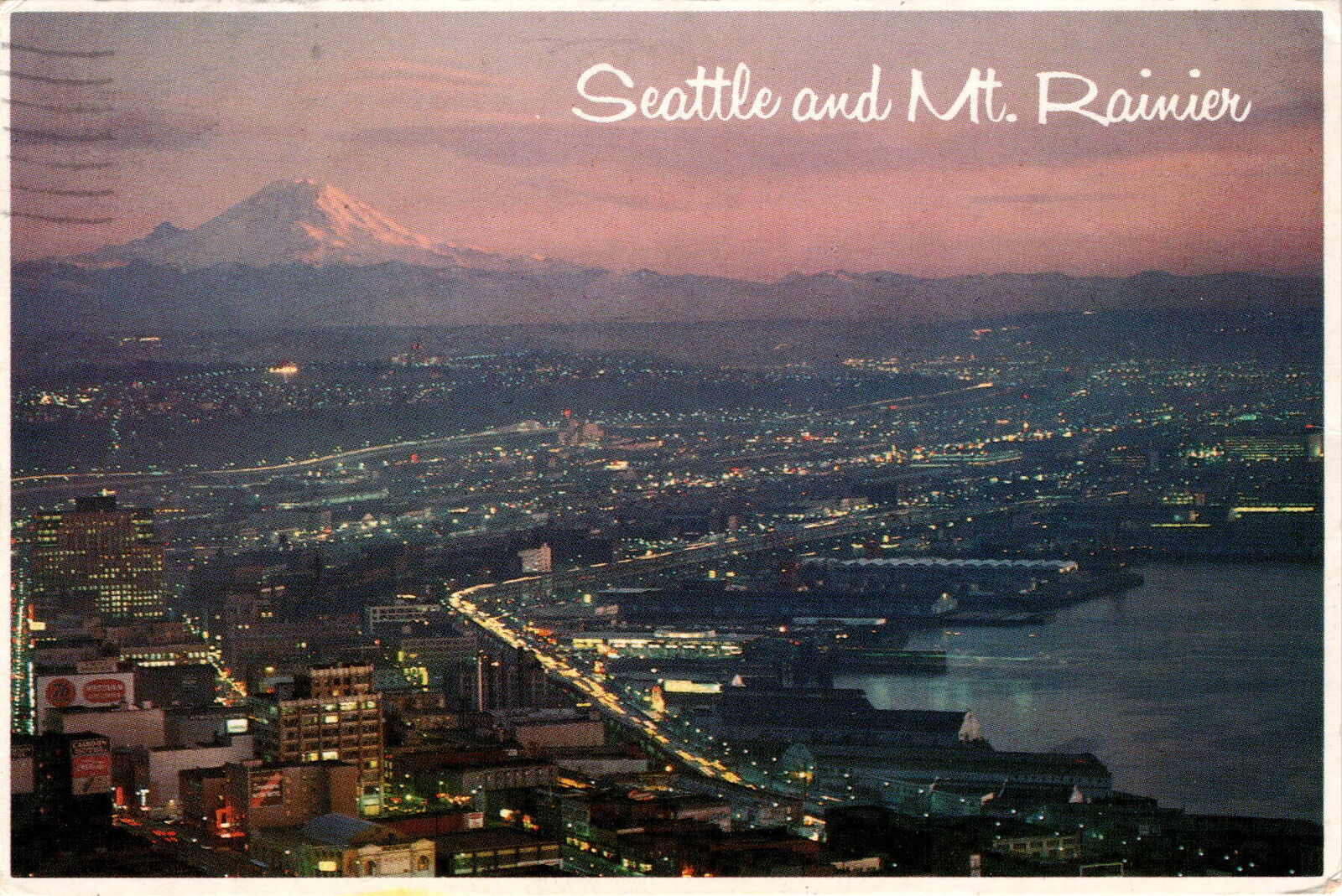 Seattle & Mt. Rainier: A Majestic Vintage Postcard
