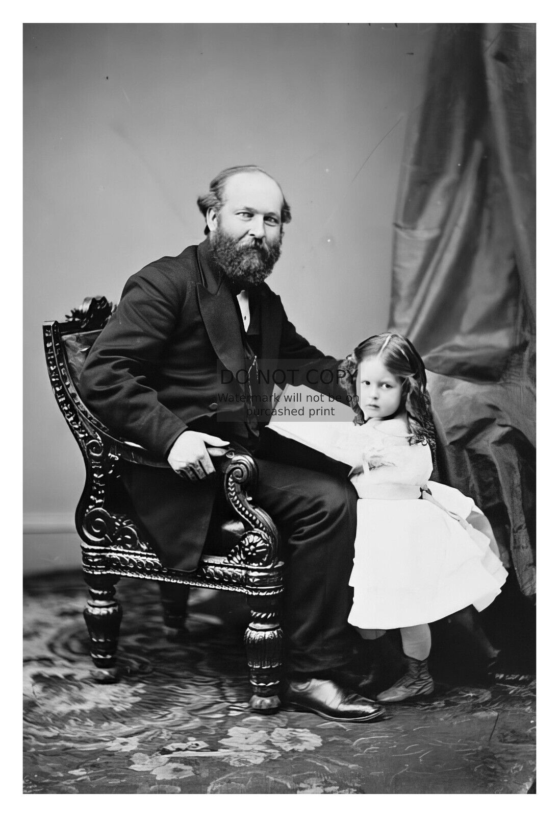 PRESIDENT JAMES ABRAM GARFIELD WITH HIS DAUGHTER 4X6 PHOTO