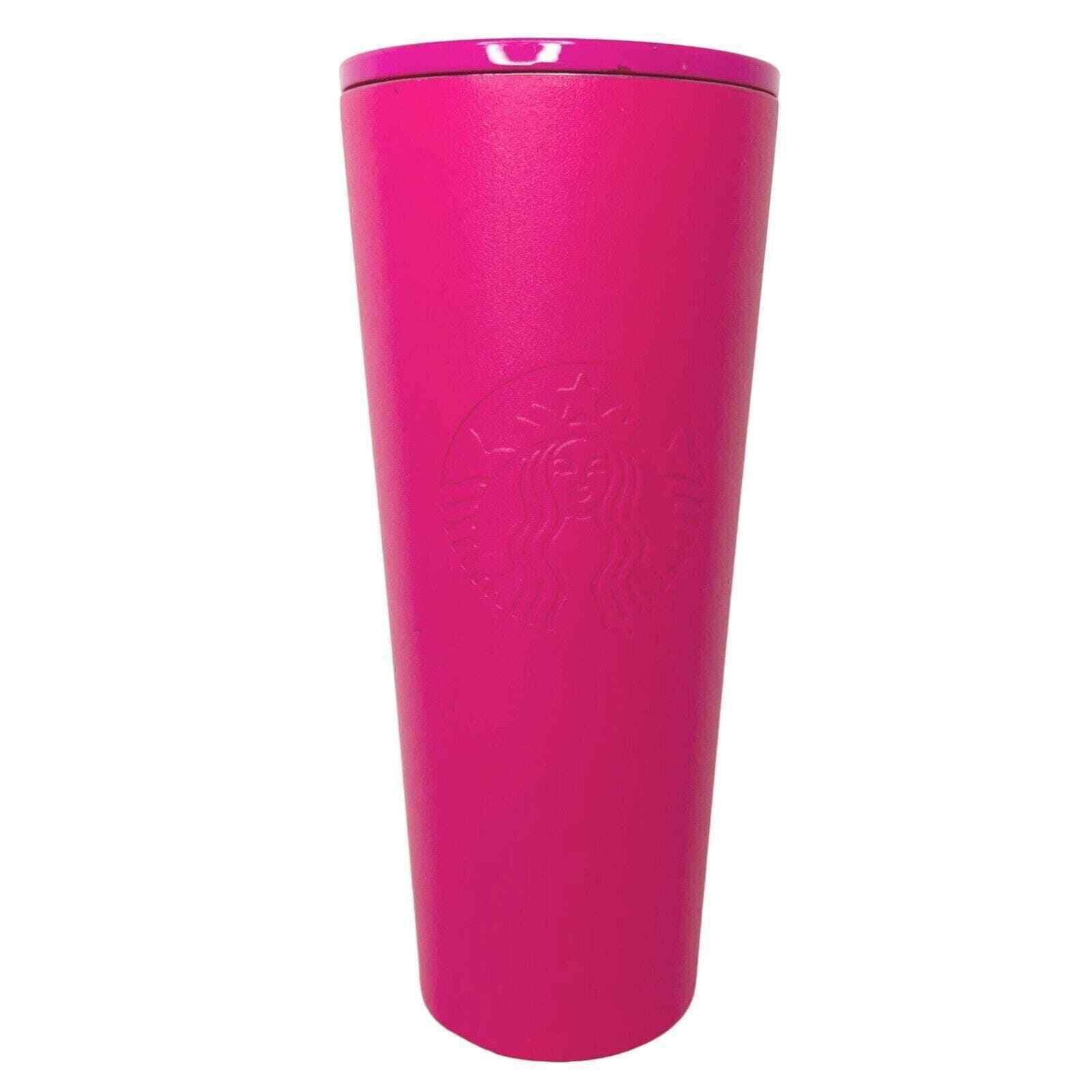 Starbucks Summer 2018 Hot Pink Fuchsia Stainless Steel Cold Cup Tumbler 24oz