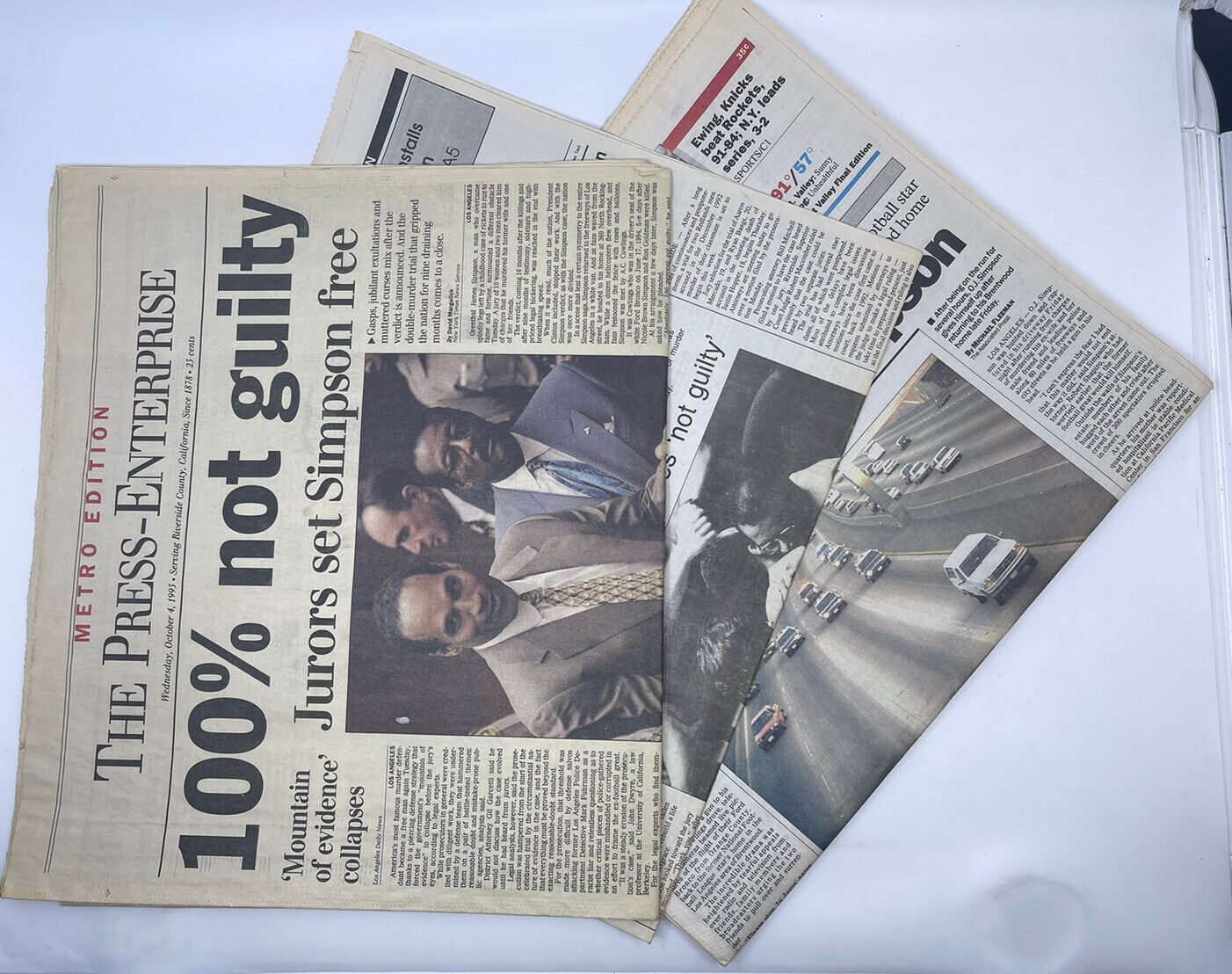 OJ Simpson News Paper Lot Of 3 GOOD CONDITION 1995 Vintage RARE