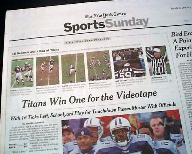 MUSIC CITY MIRACLE Tennessee Titans NFL Football Playoffs Victory 2000 Newspaper