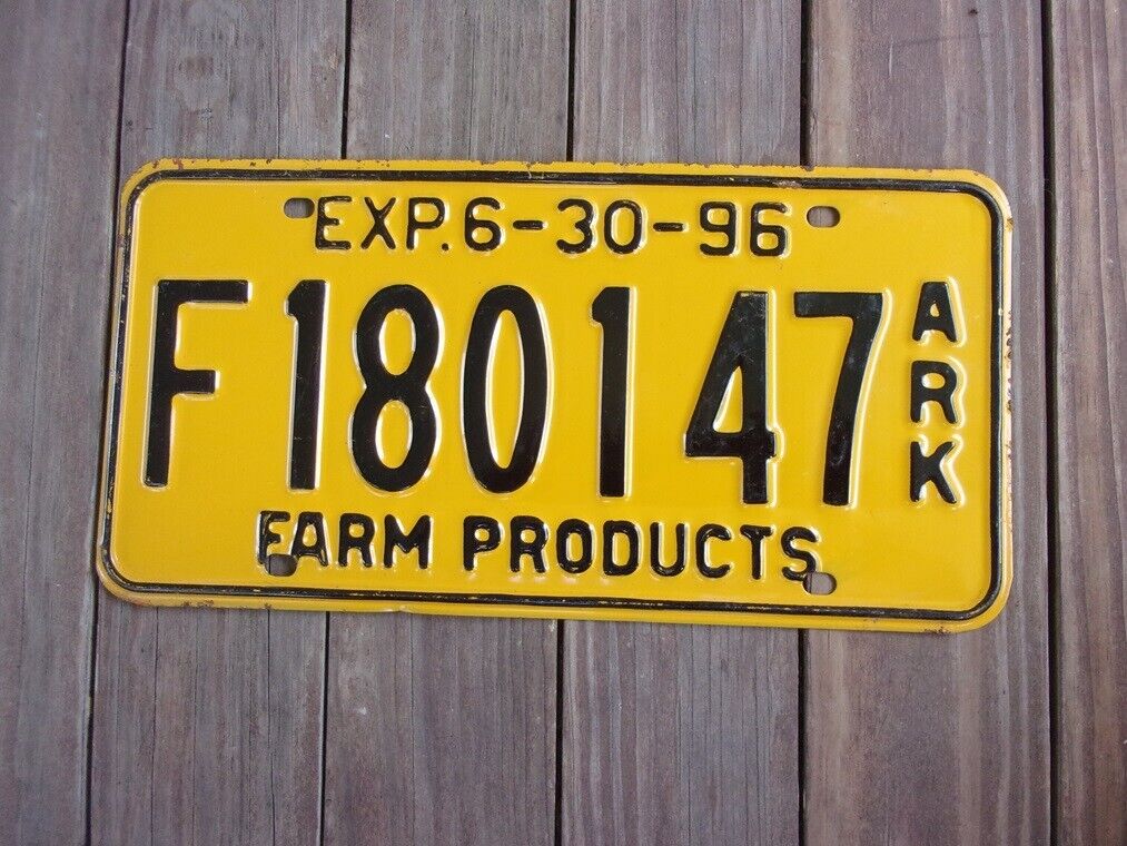1996 ARKANSAS Farm Products License Plate F180147