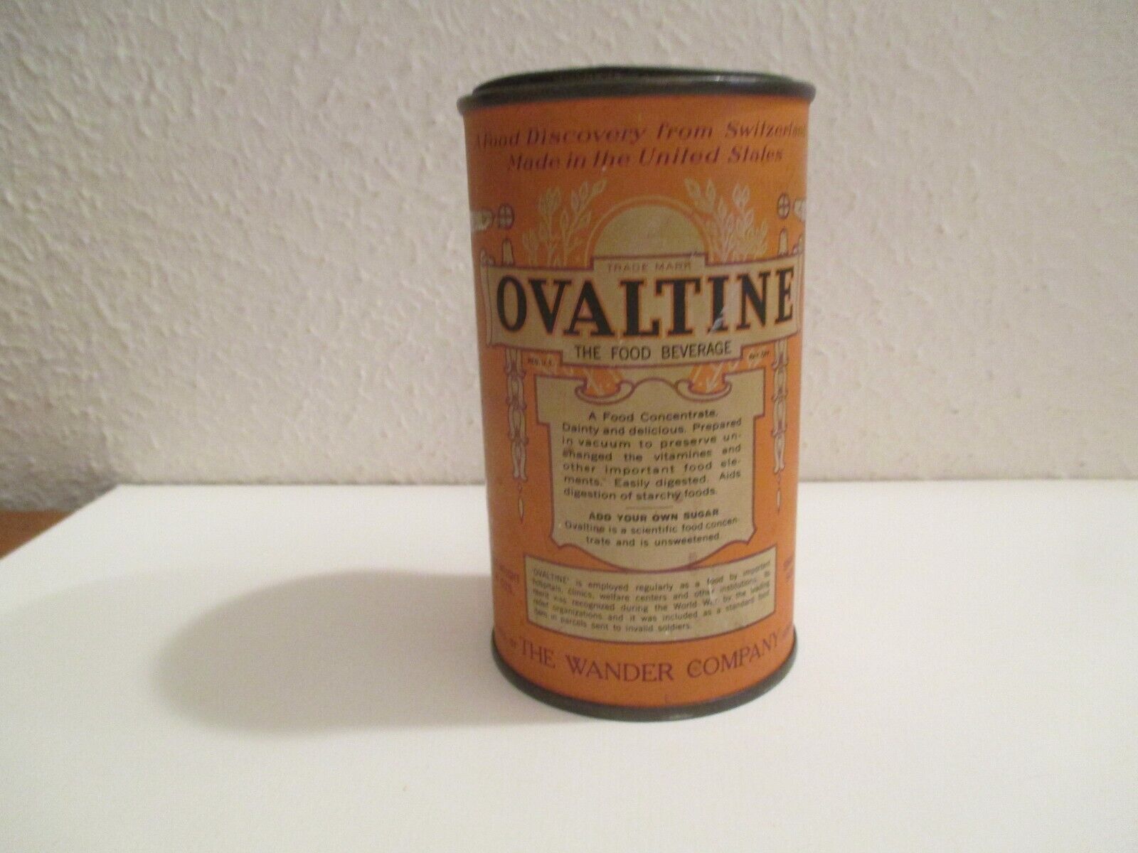 Ovaltine the wander company vintage metal tin 6 oz copyright 1921