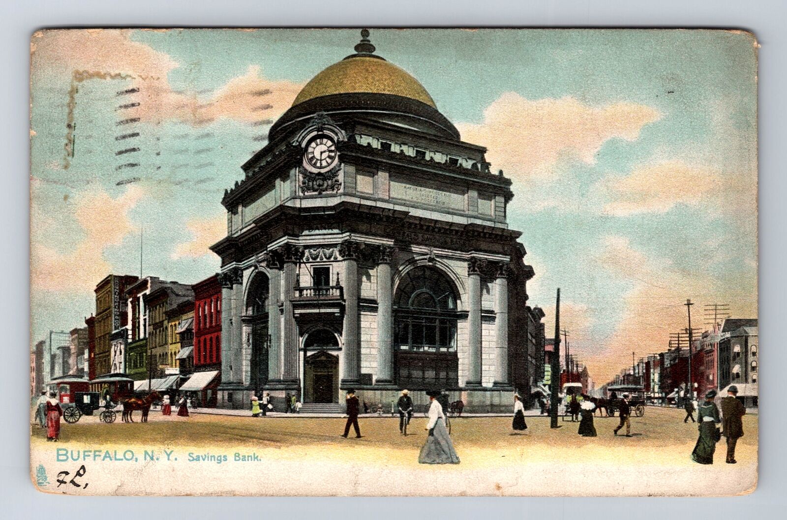 Buffalo NY-New York, Savings Bank, Antique, Vintage c1907 Postcard