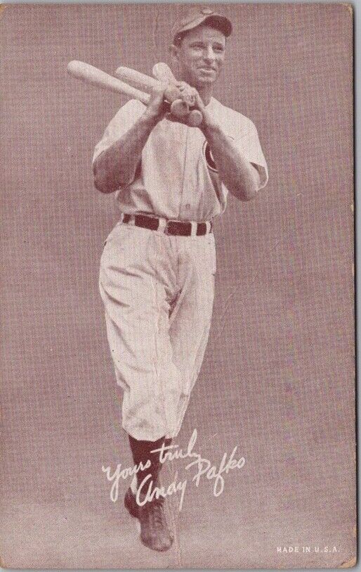 Vintage 1940s ANDY PAFKO Baseball Arcade Card / Chicago Cubs / Holding Four Bats