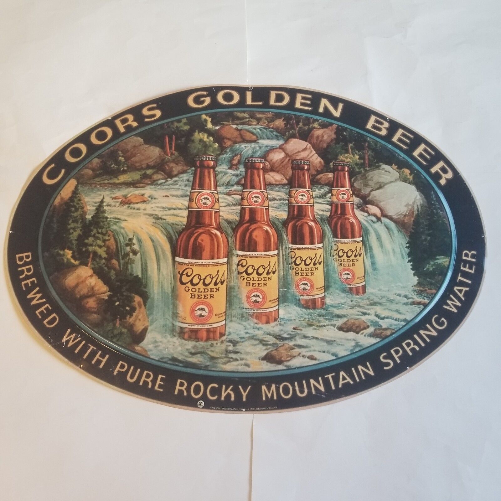 Rare Vintage 2003 Coors golden beer metal sign large oval 21x29\