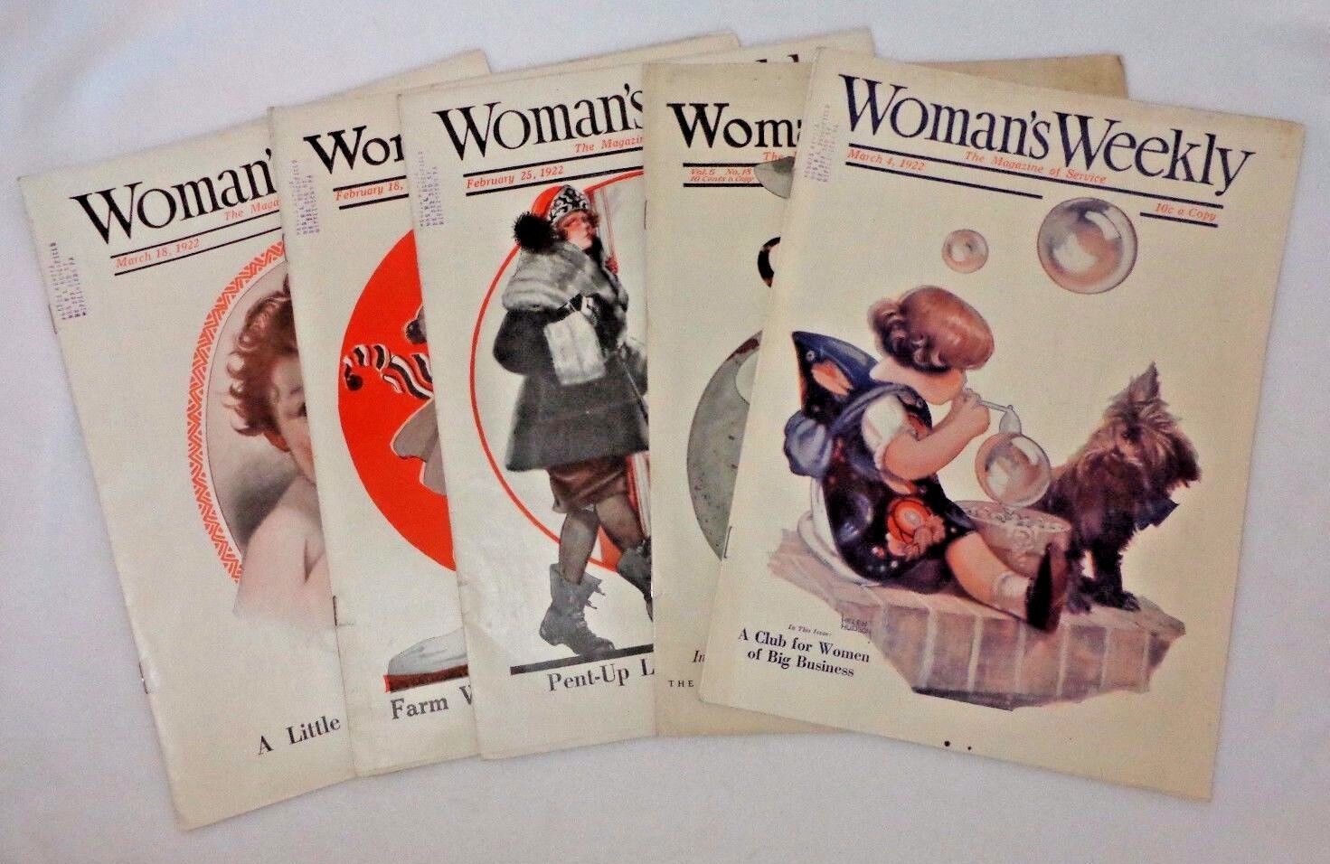 Woman\'s Weekly The Magazine of Service  February, March & December 1922 Set of 5