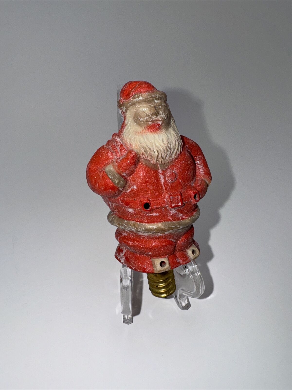Vintage Santa Claus C6 Light Bulb ~ Celluloid Plastic Antique Christmas  40s